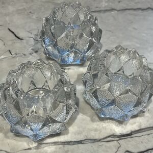 Set‎ Of 3 Orrefors Sweden Crystal Firefly Artichoke Nimbus Votive Candle Holders